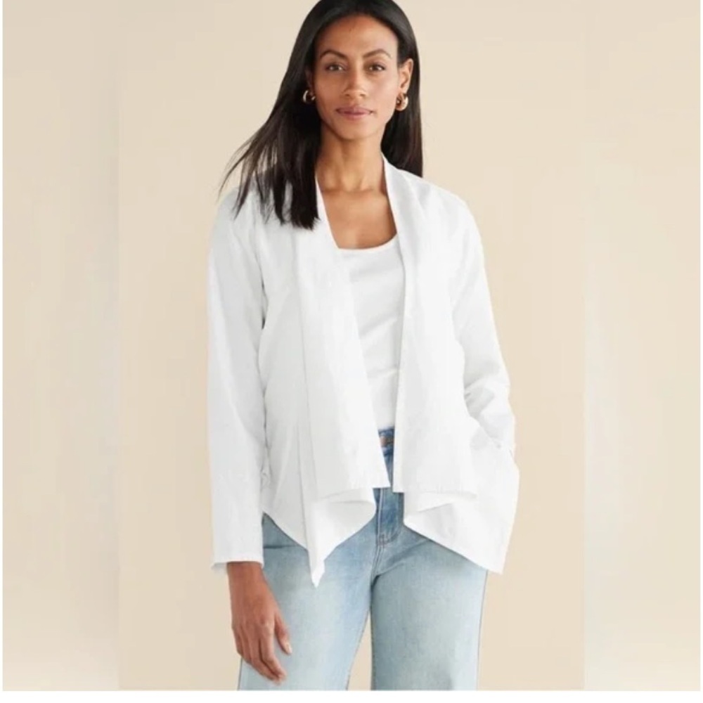 NWT Soft Surroundings White Alicante Linen Blend Topper XS